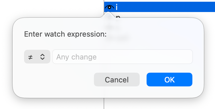 The watchpoint change expression