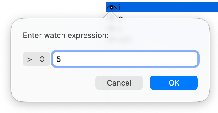 The watchpoint greater than expression