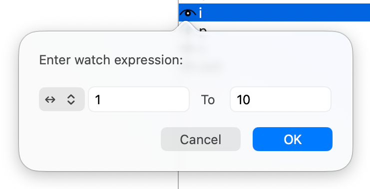 The watchpoint range expression